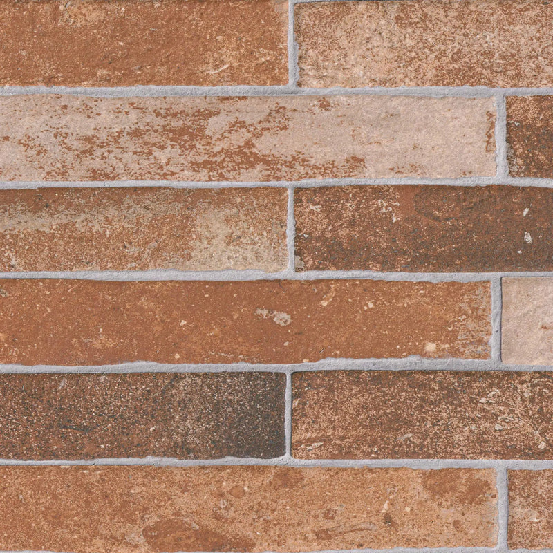 Brickstone Red Porcelain Tile 2x10 Matte Brick Mosaics 2x18 close up