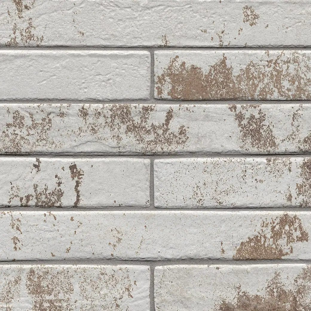 Brickstone Rustique White 2x18 Matte Brick Porcelain Mosaics close up