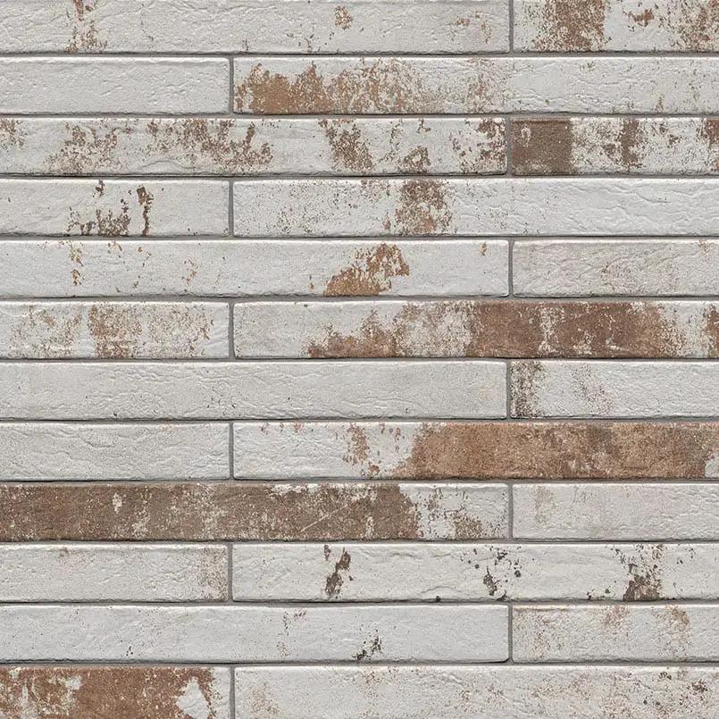 Brickstone Rustique White 2x18 Matte Brick Porcelain Mosaics close up