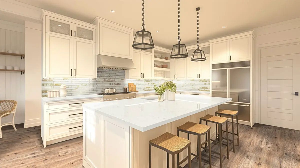 Brickstone Rustique White 2x18 Matte Brick Porcelain Mosaics in a finished room