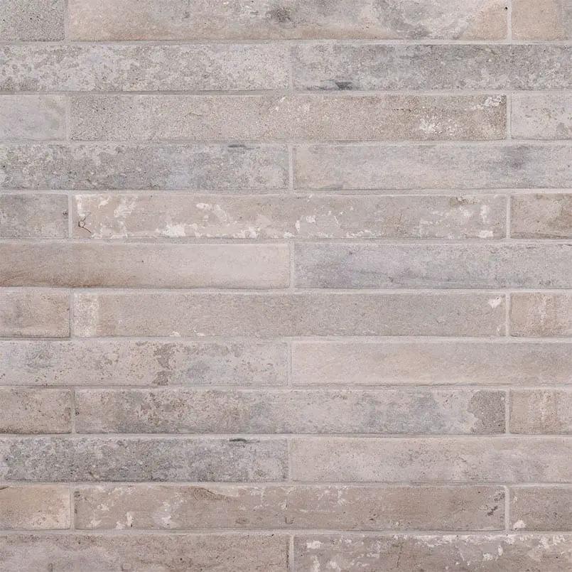 Brickstone Taupe Brick 2x18 Matte Porcelain Mosaics close up