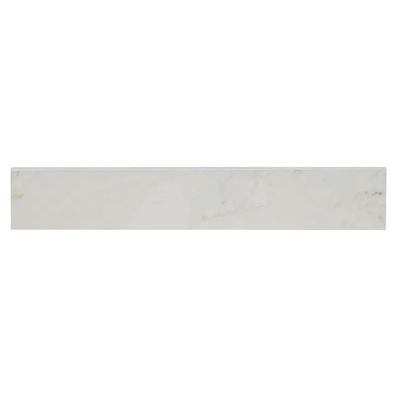 Pietra Carrara Matte Bullnose Marble Look Porcelain Moldings 3x18 close up