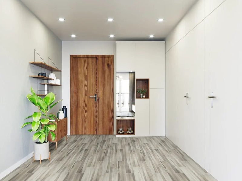 Carolina Timber Ii White Matte Porcelain Tiles 6x24 in a finished room