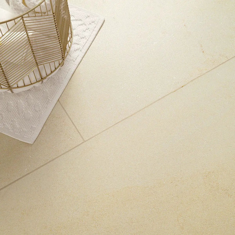Chateau Luna Blanc Lappato Limestone Look Porcelain Tiles 12x24 close up