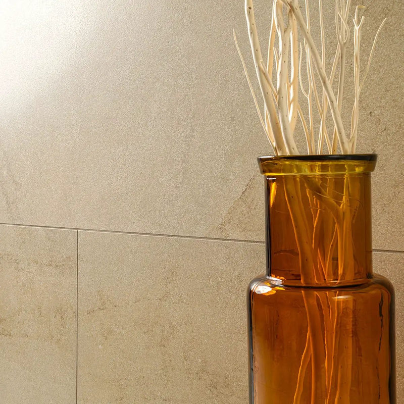 Chateau Luna Sable Lappato Limestone Look Porcelain Tiles 12x24 close up