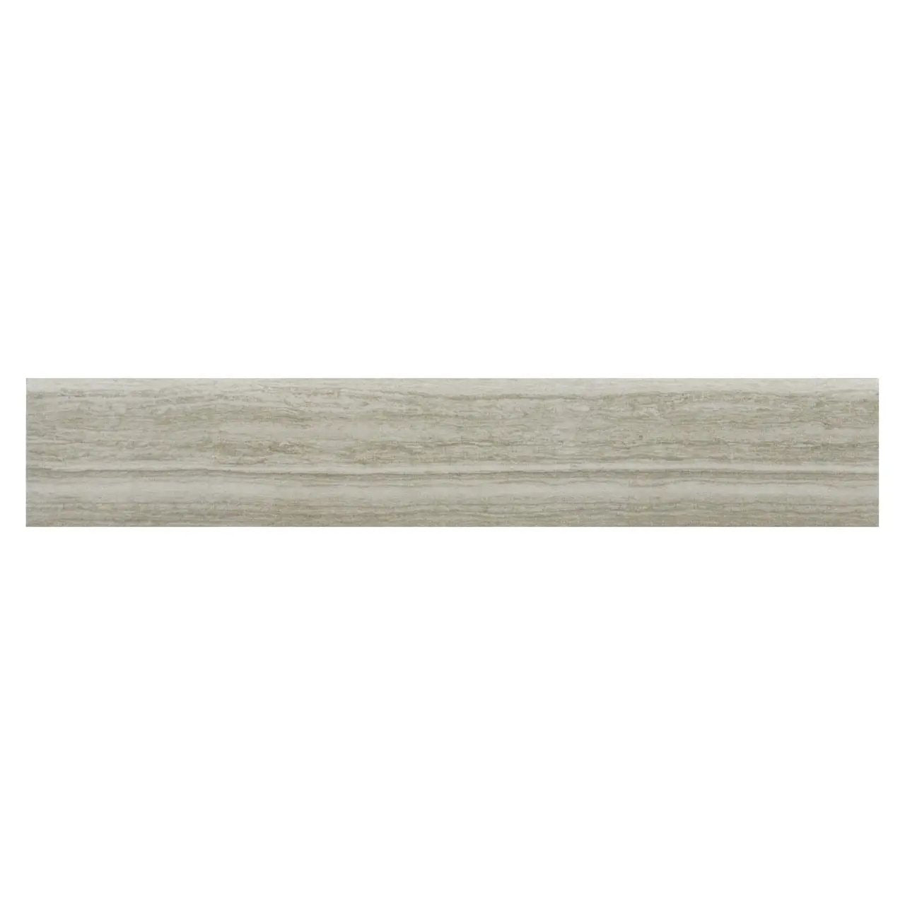 Essentials Charisma Silver Matte Bullnose Limestone Look Ceramic Moldings 3x18 close up