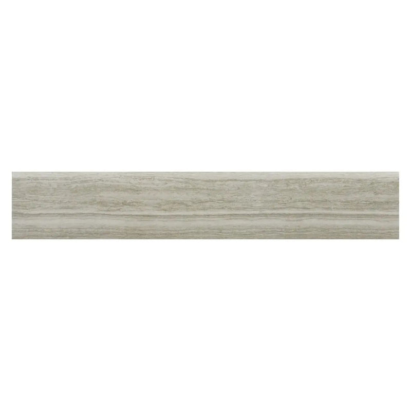 Essentials Charisma Silver Matte Bullnose Limestone Look Ceramic Moldings 3x18 close up