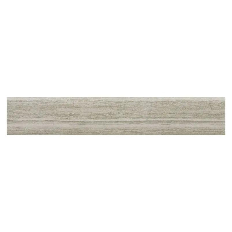 Essentials Charisma Silver Matte Bullnose Limestone Look Ceramic Moldings 3x18 close up