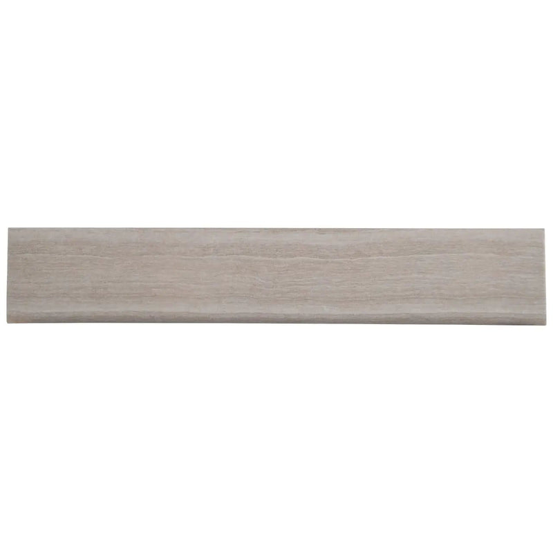 Essentials Charisma White Matte Bullnose Limestone Look Ceramic Moldings 3x18 close up