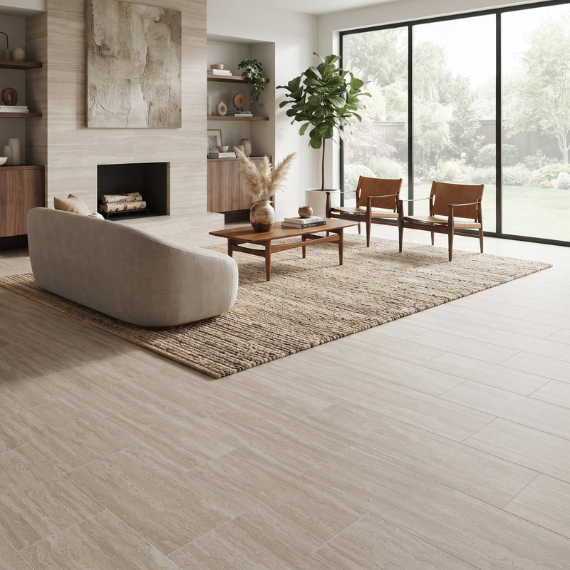 Cordova Avorio Matte Travertine Look Porcelain Tiles 24x48, photo 3 of 7