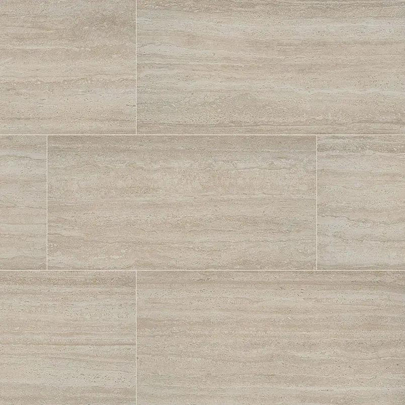 Cordova Avorio Matte Travertine Look Porcelain Tiles 24x48 close up