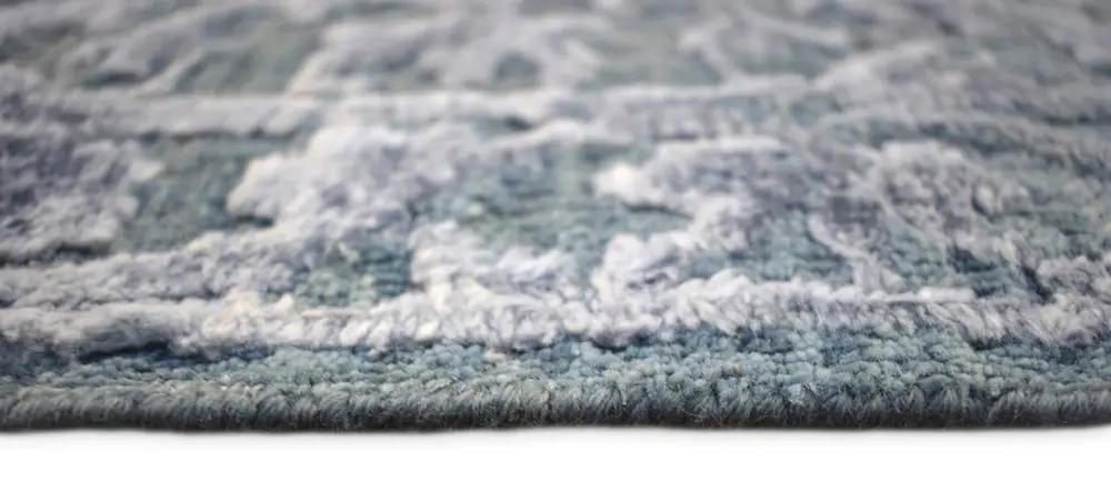 Modern Silver And Gray Hand Knotted Bamboo Silk 8x10 Area Rug by The Rug Decor