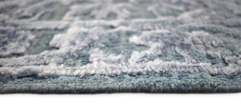 Modern Silver And Gray Hand Knotted Bamboo Silk 8x10 Area Rug by The Rug Decor