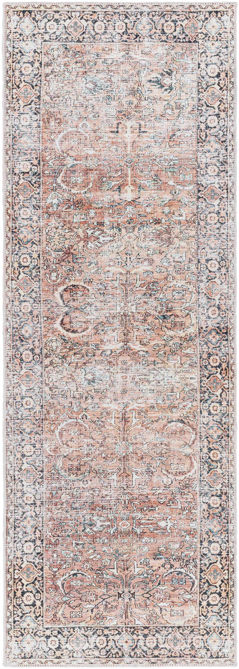 Peach Noda Vintage Washable Area Rug - Clearance by Boutique Rugs