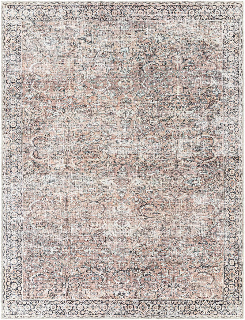 Peach Noda Vintage Washable Area Rug - Clearance by Boutique Rugs