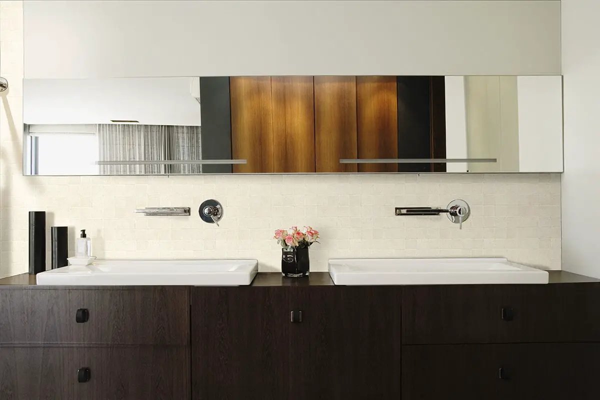 Dimensions Glacier Matte Bullnose Porcelain Moldings 3x24 in a finished room