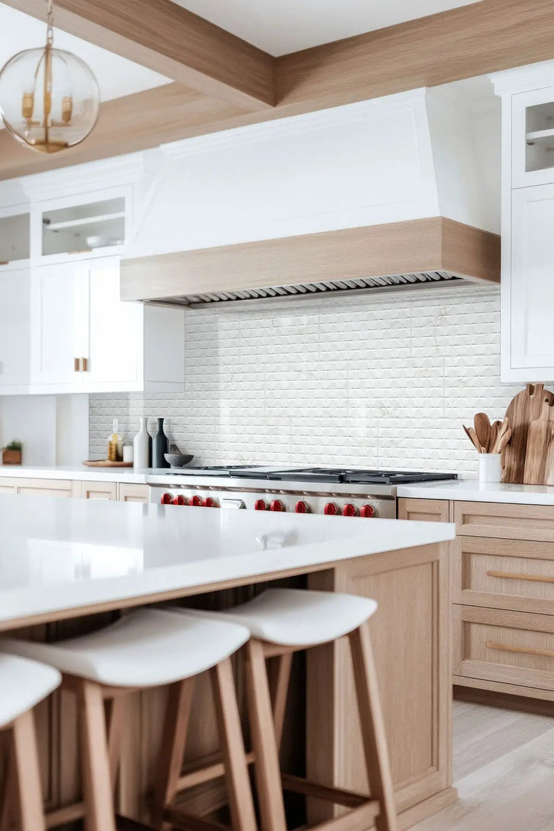 Dymo Calacatta White 12x24 Glossy Ceramic Tiles 2 in a finished room