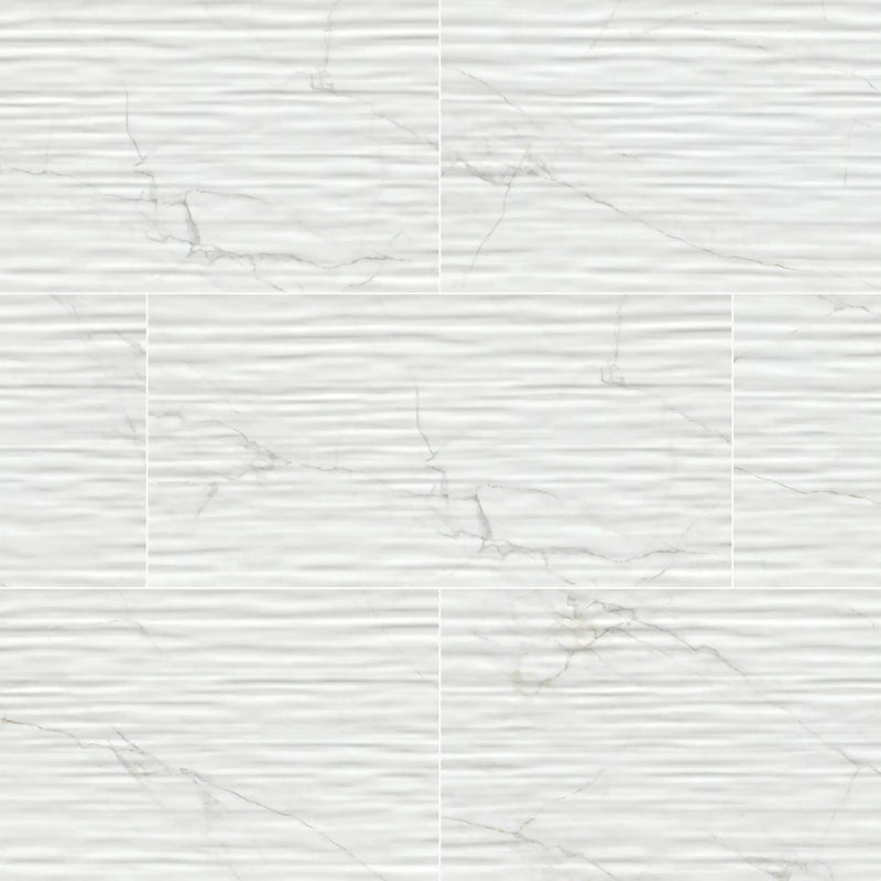 Dymo Calacatta White 12x24 Glossy Ceramic Tiles 2 close up