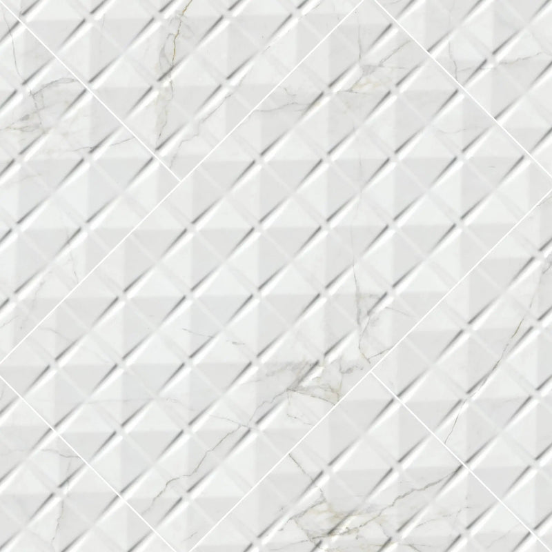 Dymo Calacatta White 12x24 Glossy Ceramic Tiles 2 angled view