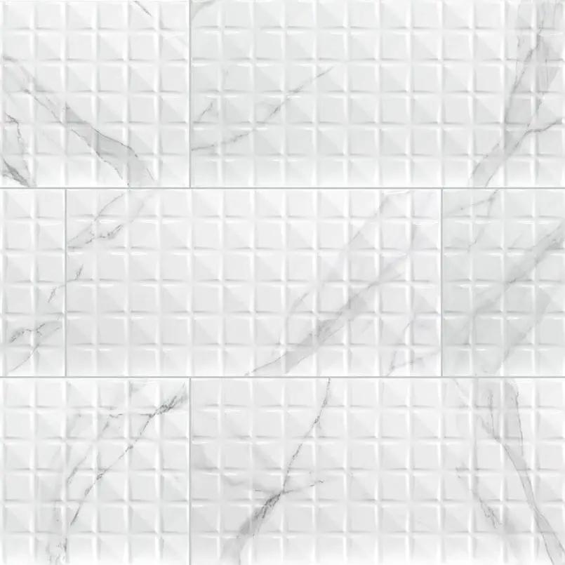 Dymo Stripe White 12x24 Glossy Ceramic Tiles close up