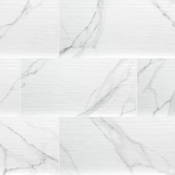 Dymo Stripe White 12x24 Glossy Ceramic Tiles 2