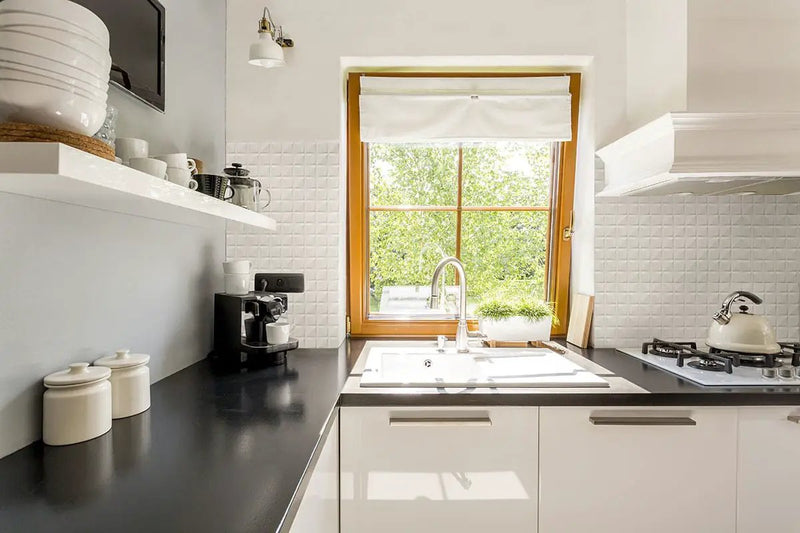 Dymo Stripe White 12x24 Glossy Ceramic Tiles 3 in a finished room