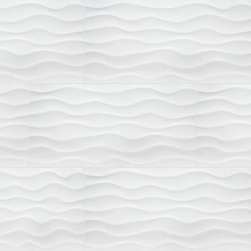 Dymo Stripe White 12x24 Glossy Ceramic Mosaics 3 close up