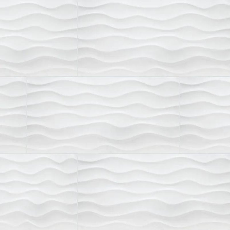 Dymo Stripe White 12x24 Glossy Ceramic Mosaics 3 close up