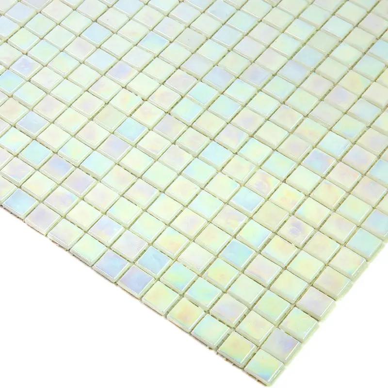 Light Bone White 12x12 Glossy Uniform Square Glass Mosaic Tile (20 pack, 18.69 sq ft/case) by Apollo Tile