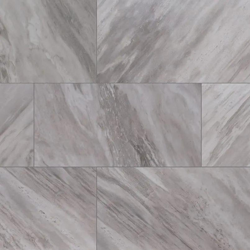 Eden Bardiglio Polished Marble Look Porcelain Tiles 12x24 close up