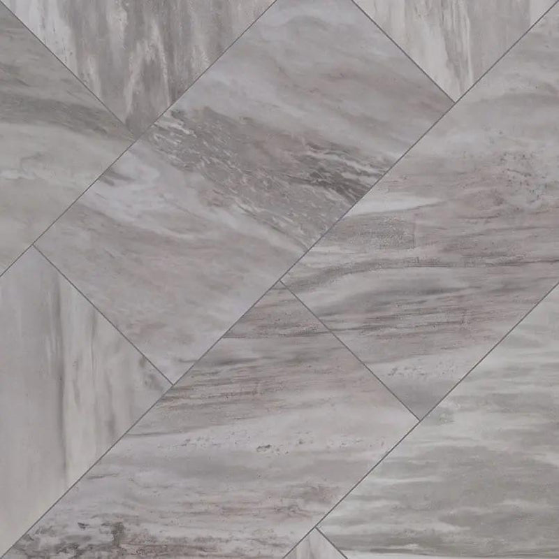 Eden Bardiglio Matte Marble Look Porcelain Tiles 12x24 angled view