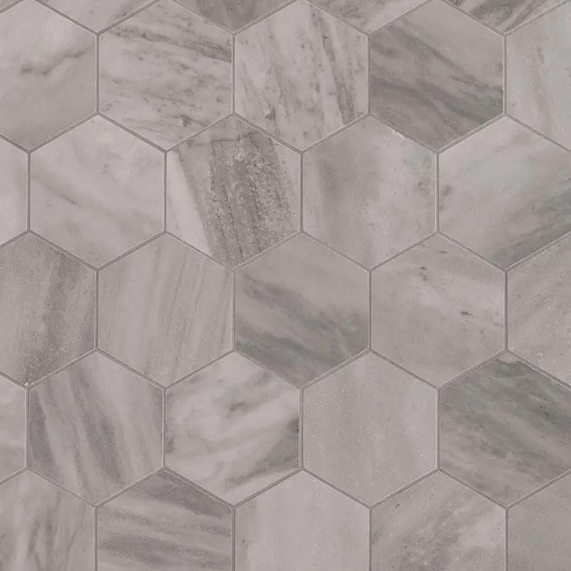 Eden Bardiglio Matte Marble Look Porcelain Mosaics 3x3 close up