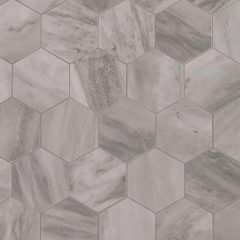Eden Bardiglio Matte Marble Look Porcelain Mosaics 3x3 close up
