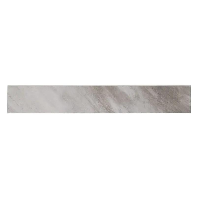 Eden Bardiglio Polished Bullnose Marble Look Porcelain Moldings 4x24 close up