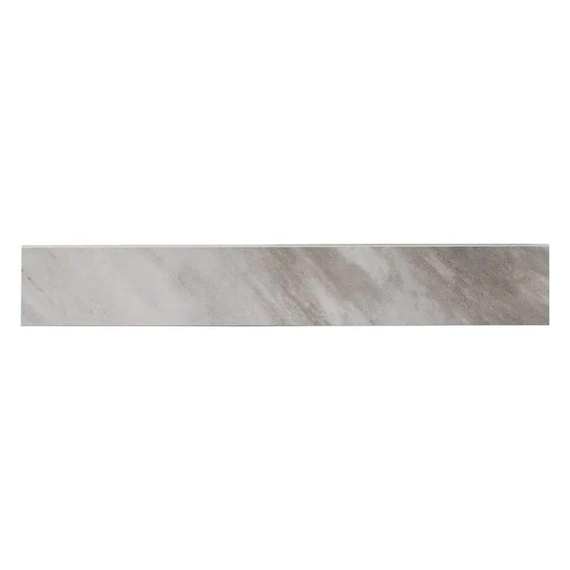 Eden Bardiglio Polished Bullnose Marble Look Porcelain Moldings 4x24 close up