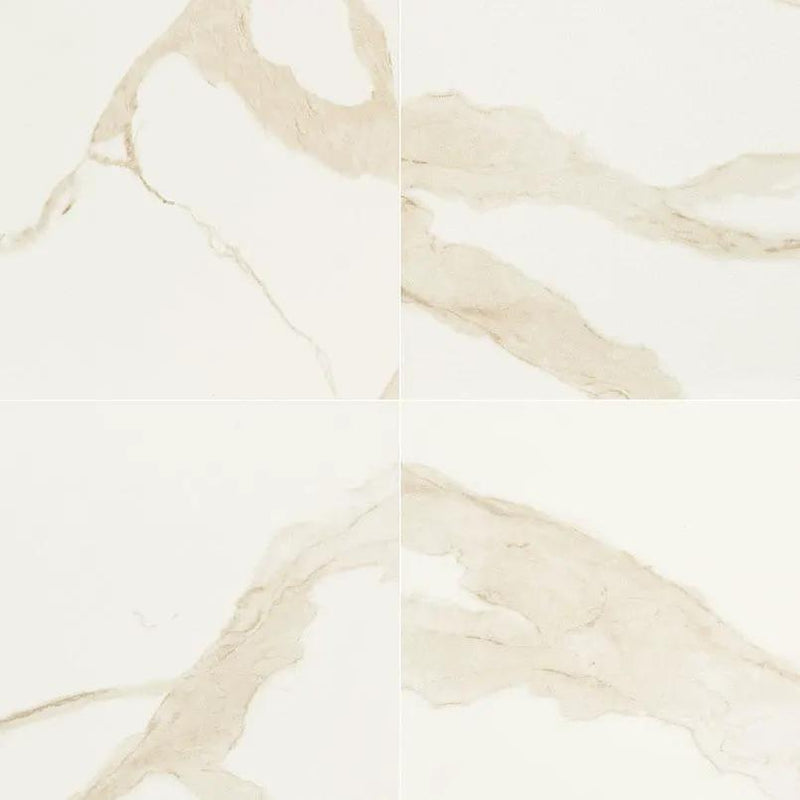 Eden Calacatta Polished Marble Look Porcelain Tiles 24x24 close up