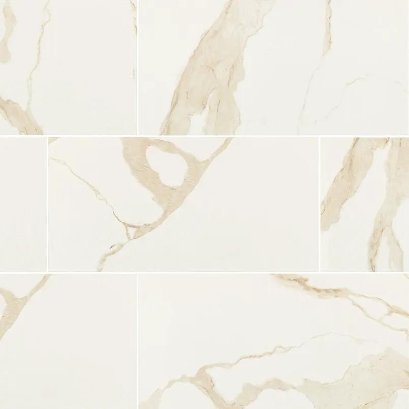 Eden Calacatta Matte Marble Look Porcelain Tiles 24x48 close up