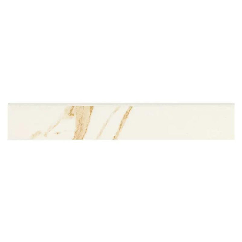 Eden Calacatta Matte Bullnose Marble Look Porcelain Moldings 4x24 close up