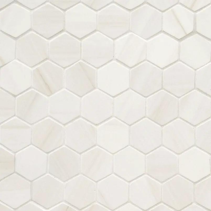 Eden Dolomite Matte Marble Look Porcelain Mosaics 2x2 close up