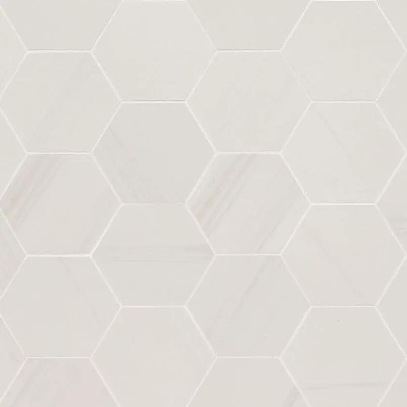 Eden Dolomite Matte Marble Look Porcelain Mosaics 3x3 close up
