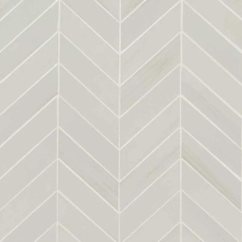 Eden Dolomite Matte Chevron Marble Look Porcelain Mosaics 12x15 close up