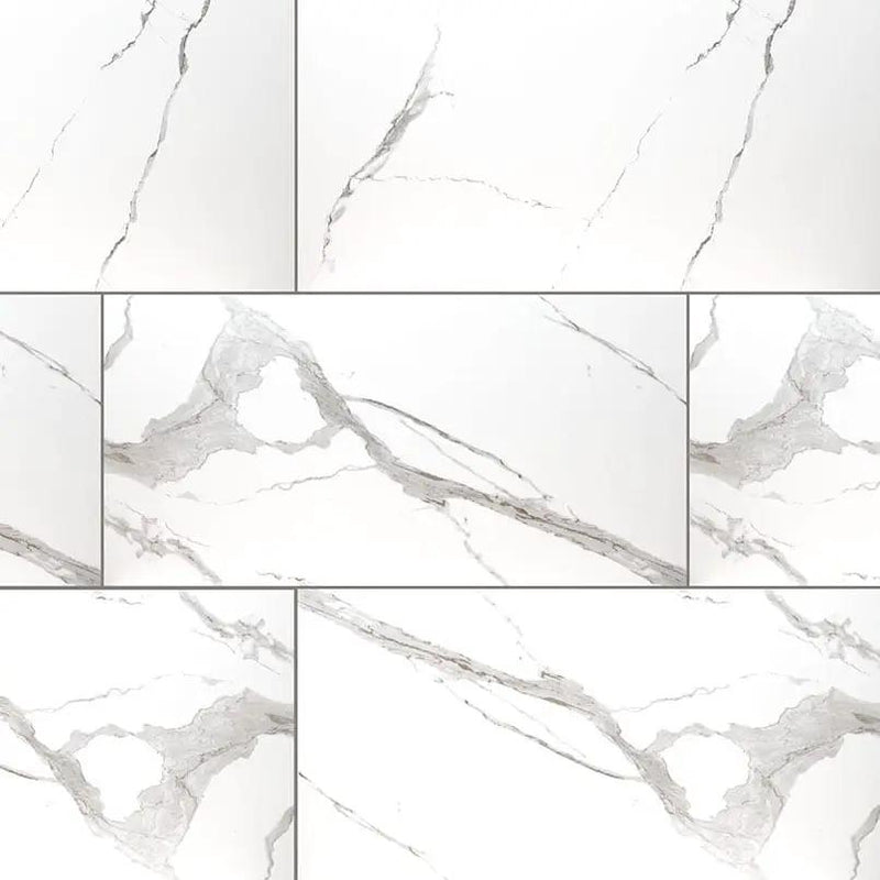 Eden Statuary Polished Marble Look Porcelain Tiles 12x24 close up