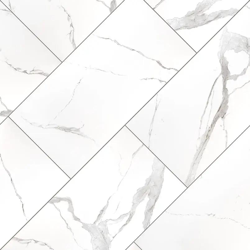 Eden Statuary Polished Marble Look Porcelain Tiles 32x32 angled view
