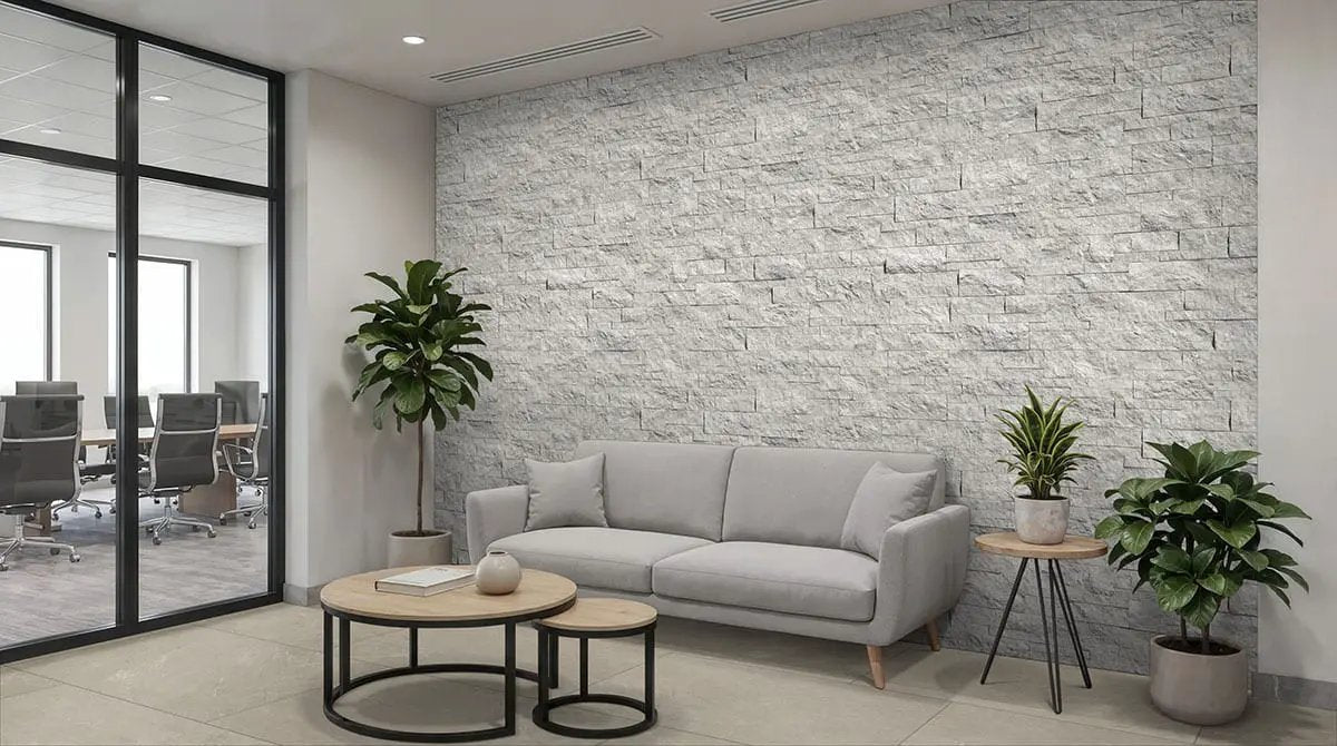 Elbe Ash Lappato Bullnose Porcelain Moldings 3x24 in a finished room