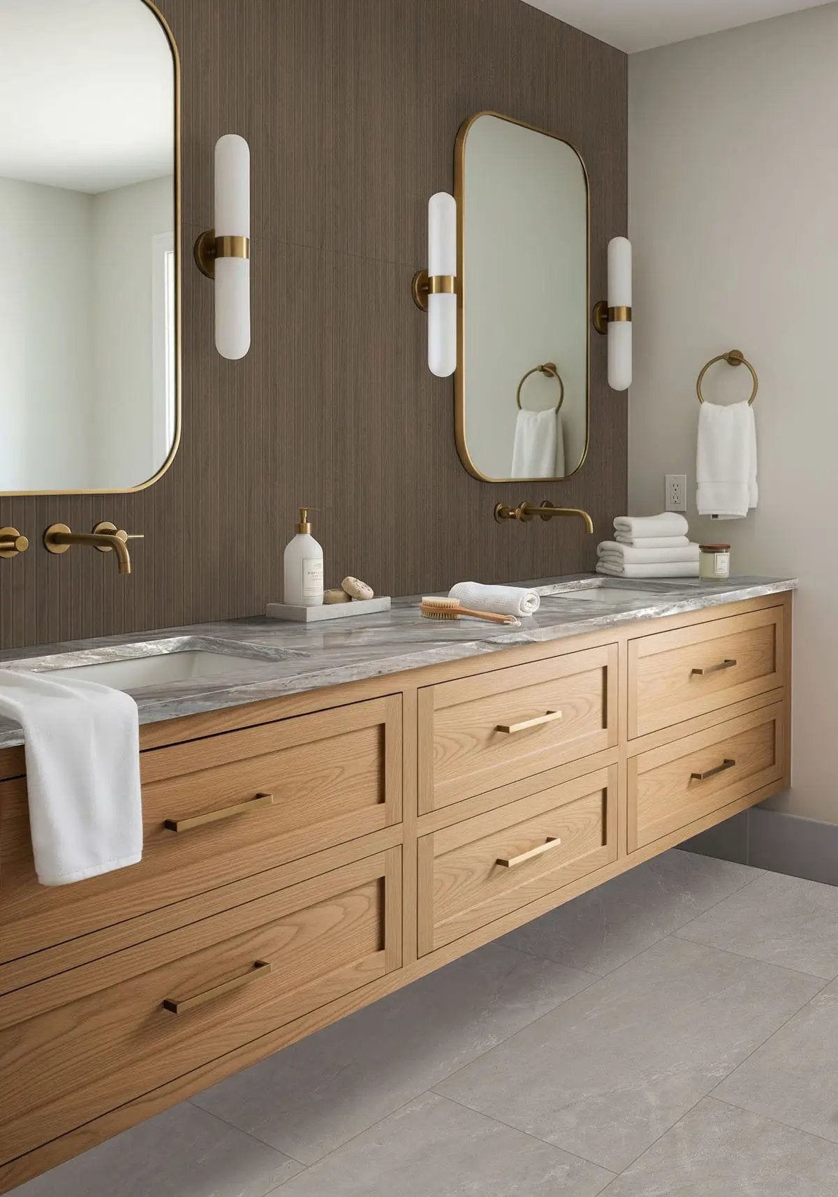 Elbe Ash Lappato Bullnose Porcelain Moldings 3x24 in a finished room