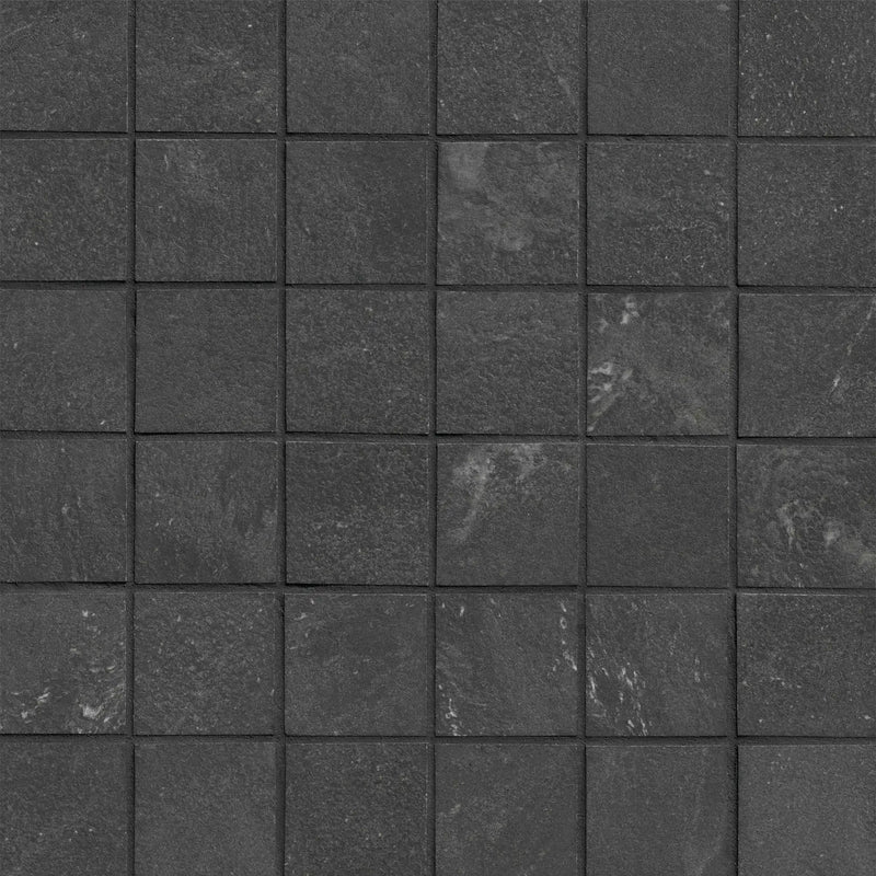 Elbe Obsidian Lappato Porcelain Mosaics 2x2 close up