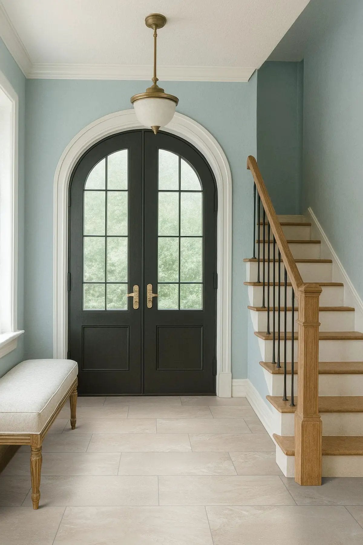 Elbe Sand Lappato Porcelain Tiles 12x24 in a finished room