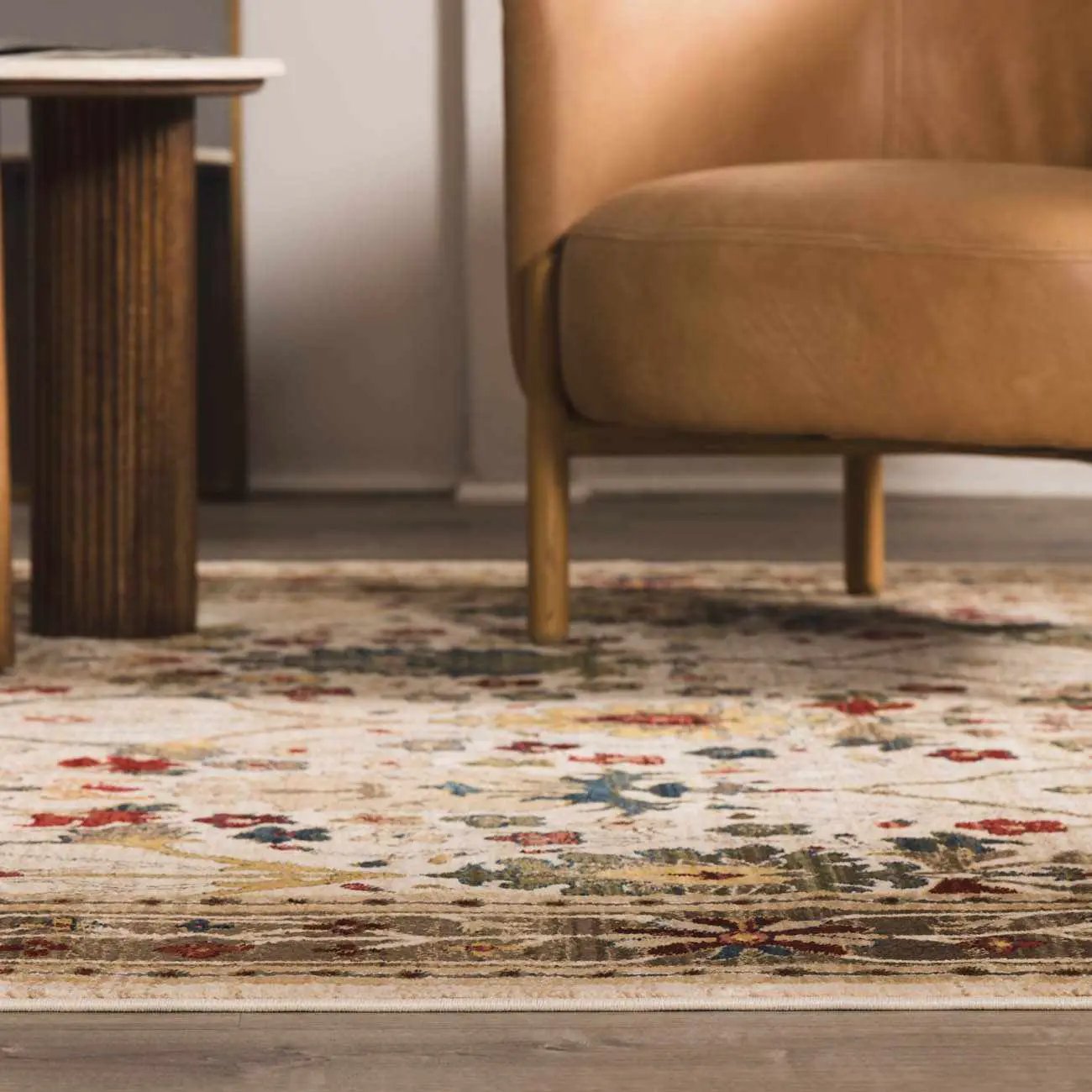 Neola White/Brown Oushak Rug by Boutique Rugs