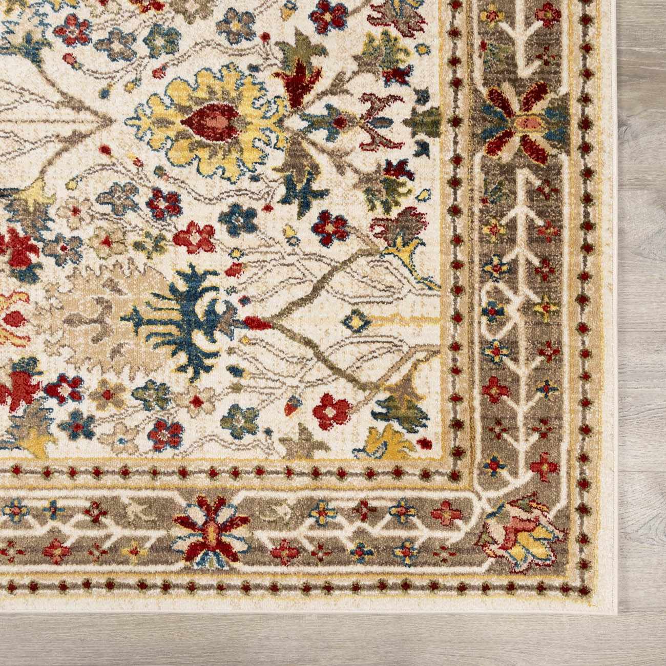 Neola White/Brown Oushak Rug by Boutique Rugs