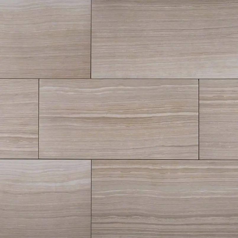 Eramosa Silver Matte Limestone Look Porcelain Tiles 12x24 close up